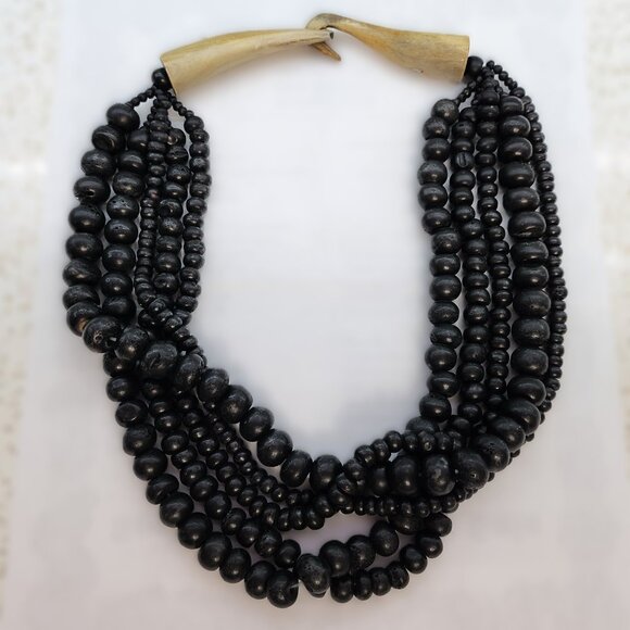 Tribal Bone Closure Beads Necklace - Picture 1 of 4